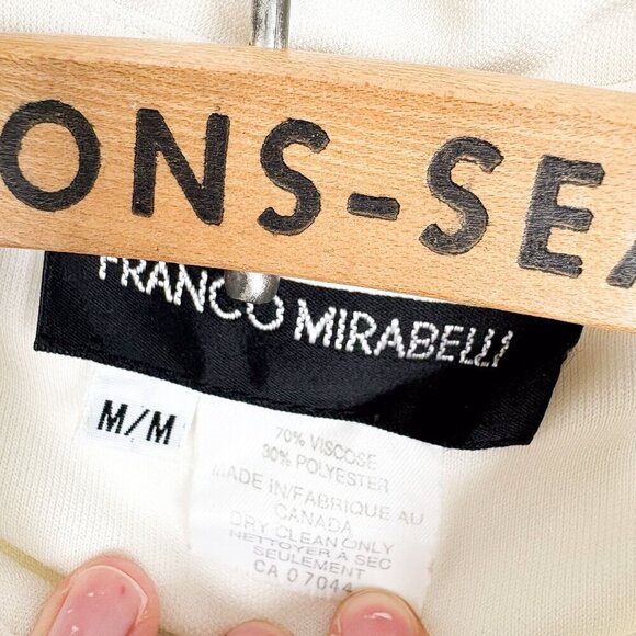 Franco Mirabelli Vintage Off White Button Up Blouse Medium Preppy - Picture 2 of 7